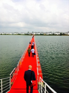 The floating red carpet - not advisable for those nursing a Vinexpo hangover